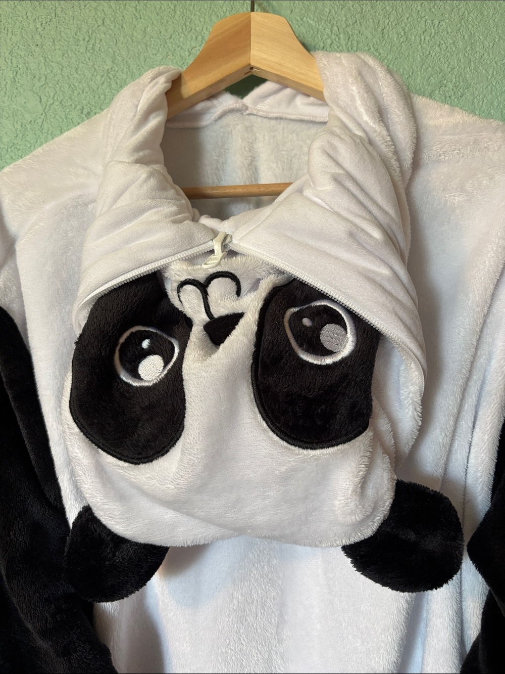 saint eve kids Youth 2in1 Sleep Hoodie black & white panda M/L 10/12+14/16 NWOT